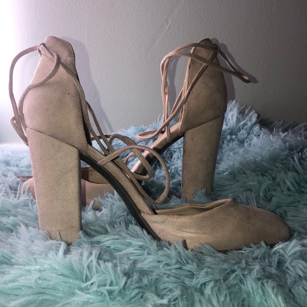 Tan Lace Up Heel